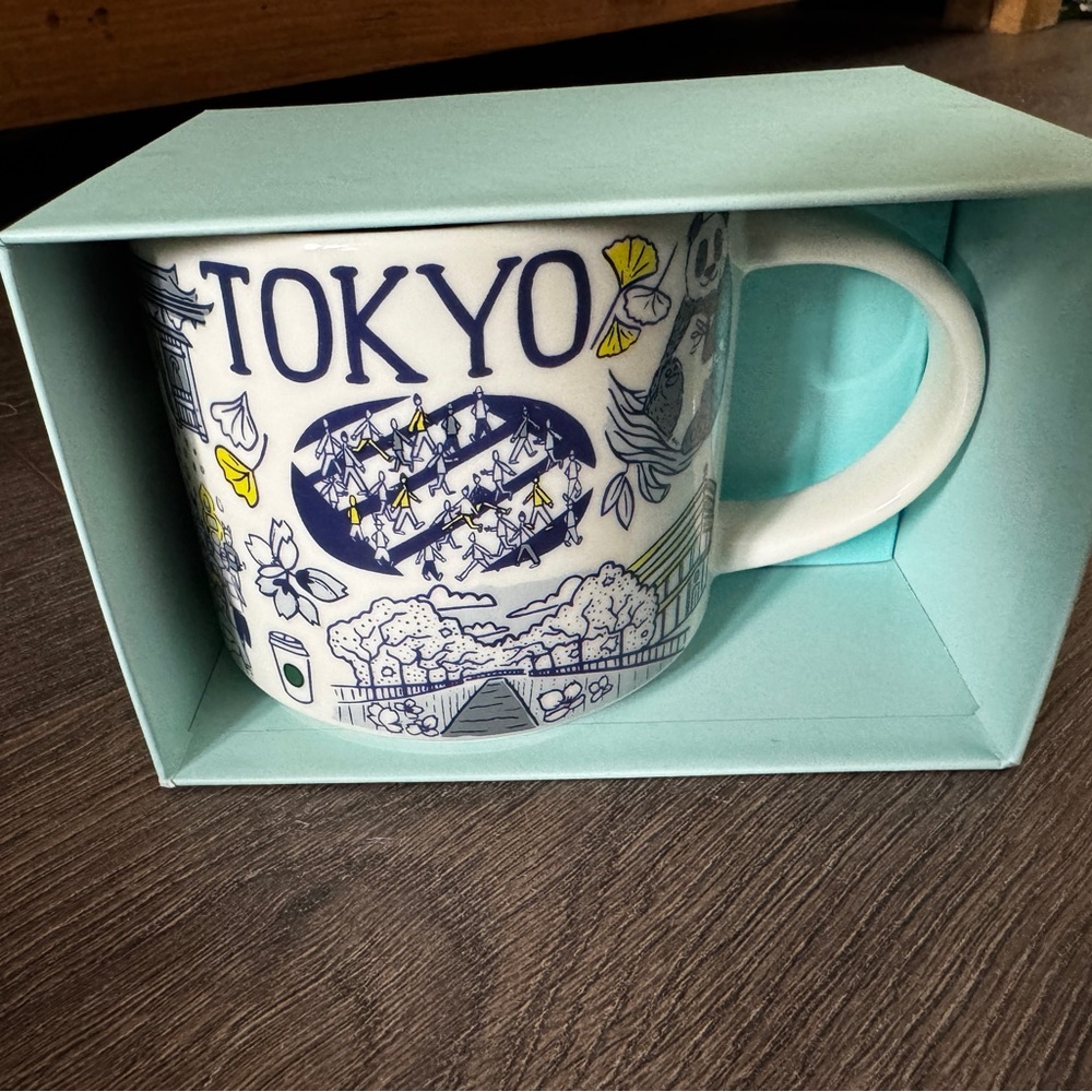 STARBUCKS TOKYO Japan Been There Collection Coffee Mug Cup 14oz Grey Blue 2023